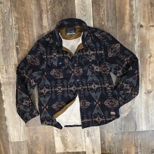 Jachs New York Sherpa Lined Shacket Shirt Jacket Aztec Print Large Cabincore